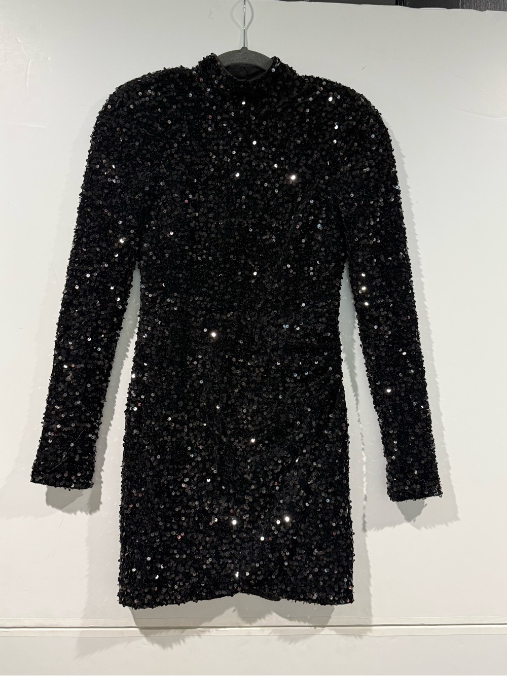 Likely Black Sequin Velvet Long-Sleeve Mini Dress